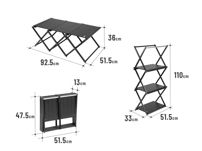 DOD RACK OR TABLE (M) 露營摺枱 / 置物架  TB4-095-BK