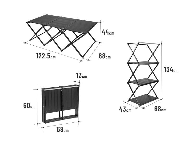 DOD RACK OR TABLE (L) 露營摺枱 / 置物架 TB5-096-BK