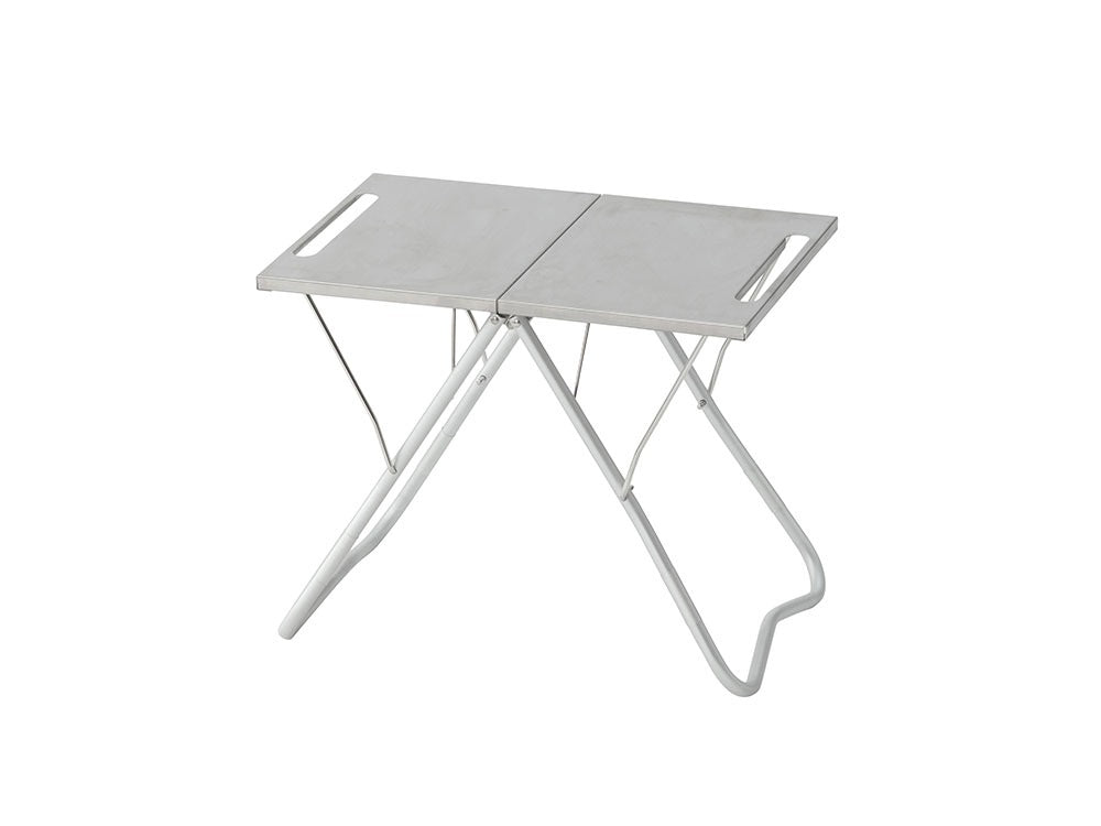 Tavolo Da Campeggio Pieghevole Snow Peak LV-039 Bonfire MY, In Acciaio Inox, Argento, Per Falò E Outdoor, Nuovo, Compatto E Portatile