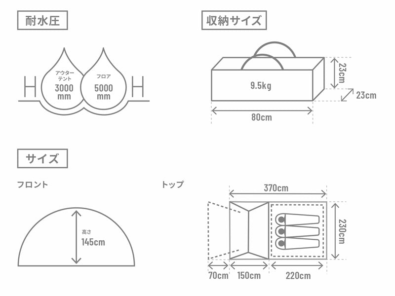 DOD TWO ROOM RAKUDA TENT 露營帳篷 T3-263-TN